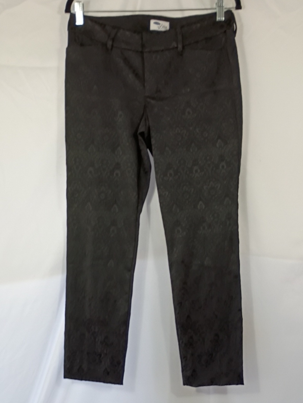 EUC Old Navy The Diva Jacquard Daisy Black Print Dress Pants Women's Sz 6 Work